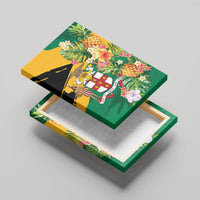 Jamaica Pineapple Canvas Wall Art Coat of Arms Tropical Flowers