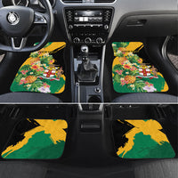 Personalized Jamaica Pineapple Car Mats Coat of Arms Tropical Flowers