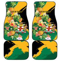 Personalized Jamaica Pineapple Car Mats Coat of Arms Tropical Flowers