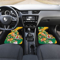 Personalized Jamaica Pineapple Car Mats Coat of Arms Tropical Flowers