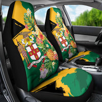 Jamaica Pineapple Car Seat Cover Coat of Arms Tropical Flowers