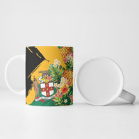 Personalized Jamaica Pineapple Ceramic Mug Coat of Arms Tropical Flowers