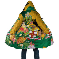 Personalized Jamaica Pineapple Cloak Coat of Arms Tropical Flowers