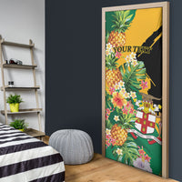 Personalized Jamaica Pineapple Door Cover Coat of Arms Tropical Flowers