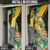 Personalized Jamaica Pineapple Door Cover Coat of Arms Tropical Flowers