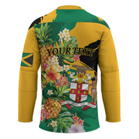 Personalized Jamaica Pineapple Hockey Jersey Coat of Arms Tropical Flowers