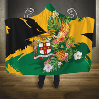 Jamaica Pineapple Hooded Blanket Coat of Arms Tropical Flowers