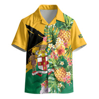 Personalized Jamaica Pineapple Kid Hawaiian Shirt Coat of Arms Tropical Flowers