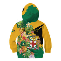 Personalized Jamaica Pineapple Kid Hoodie Coat of Arms Tropical Flowers