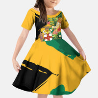 Personalized Jamaica Pineapple Kid Short Sleeve Dress Coat of Arms Tropical Flowers