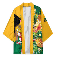 Personalized Jamaica Pineapple Kimono Coat of Arms Tropical Flowers