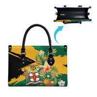 Jamaica Pineapple Leather Bag Coat of Arms Tropical Flowers