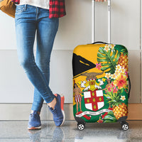 Jamaica Pineapple Luggage Cover Coat of Arms Tropical Flowers