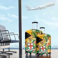 Jamaica Pineapple Luggage Cover Coat of Arms Tropical Flowers