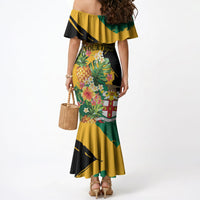 Personalized Jamaica Pineapple Mermaid Dress Coat of Arms Tropical Flowers