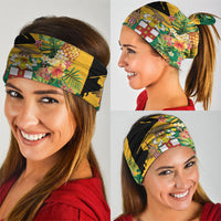 Jamaica Pineapple Neck Gaiter Coat of Arms Tropical Flowers