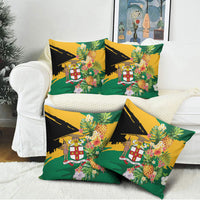 Jamaica Pineapple Pillow Cover Coat of Arms Tropical Flowers