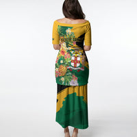 Personalized Jamaica Pineapple Puletasi Coat of Arms Tropical Flowers