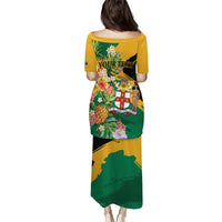 Personalized Jamaica Pineapple Puletasi Coat of Arms Tropical Flowers