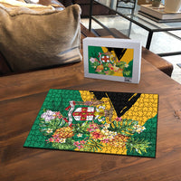 Jamaica Pineapple Puzzle Coat of Arms Tropical Flowers