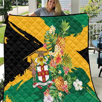 Jamaica Pineapple Quilt Coat of Arms Tropical Flowers