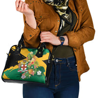 Jamaica Pineapple Shoulder Handbag Coat of Arms Tropical Flowers