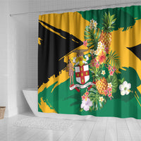 Jamaica Pineapple Shower Curtain Coat of Arms Tropical Flowers