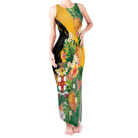 Personalized Jamaica Pineapple Tank Maxi Dress Coat of Arms Tropical Flowers