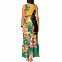 Personalized Jamaica Pineapple Tank Maxi Dress Coat of Arms Tropical Flowers