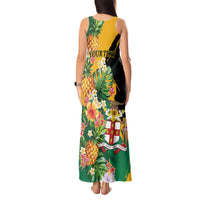 Personalized Jamaica Pineapple Tank Maxi Dress Coat of Arms Tropical Flowers