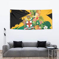 Jamaica Pineapple Tapestry Coat of Arms Tropical Flowers