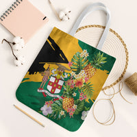 Jamaica Pineapple Tote Bag Coat of Arms Tropical Flowers