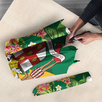 Jamaica Pineapple Umbrella Coat of Arms Tropical Flowers