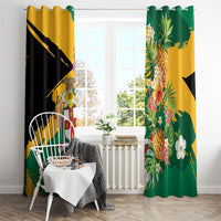 Jamaica Pineapple Window Curtain Coat of Arms Tropical Flowers