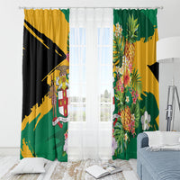 Jamaica Pineapple Window Curtain Coat of Arms Tropical Flowers