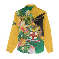 Personalized Jamaica Pineapple Women Casual Shirt Coat of Arms Tropical Flowers