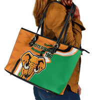 Ivory Coast August 7th 1960 Leather Tote Bag Happy Independence Day