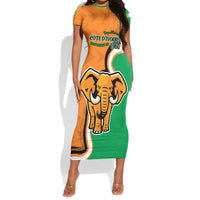 Personalised Ivory Coast August 7th 1960 Short Sleeve Bodycon Dress Happy Independence Day