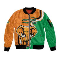 Personalised Ivory Coast August 7th 1960 Sleeve Zip Bomber Jacket Happy Independence Day