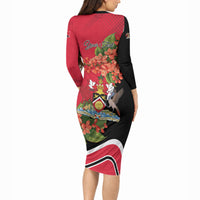 Personalised Trinidad and Tobago 1962 Long Sleeve Bodycon Dress Happy Independence Day