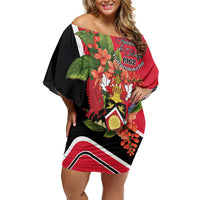 Personalised Trinidad and Tobago 1962 Off Shoulder Short Dress Happy Independence Day