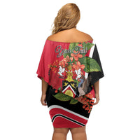Personalised Trinidad and Tobago 1962 Off Shoulder Short Dress Happy Independence Day