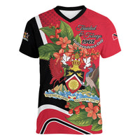 Personalised Trinidad and Tobago 1962 Women V-Neck T-Shirt Happy Independence Day