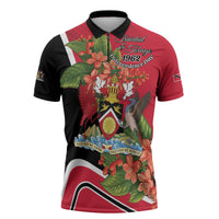 Personalised Trinidad and Tobago 1962 Zipper Polo Shirt Happy Independence Day