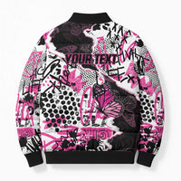 Personalized Pink Power Graffiti Bomber Puffer Jacket Breast Cancer Awareness - Wonder Print Shop