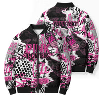 Personalized Pink Power Graffiti Bomber Puffer Jacket Breast Cancer Awareness - Wonder Print Shop