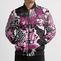 Personalized Pink Power Graffiti Bomber Puffer Jacket Breast Cancer Awareness - Wonder Print Shop