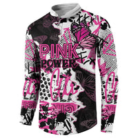 Personalized Pink Power Graffiti Button Sweatshirt Breast Cancer Awareness - Wonder Print Shop