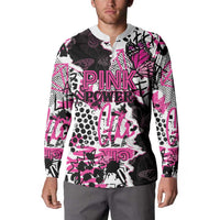 Personalized Pink Power Graffiti Button Sweatshirt Breast Cancer Awareness - Wonder Print Shop