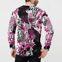 Personalized Pink Power Graffiti Button Sweatshirt Breast Cancer Awareness - Wonder Print Shop